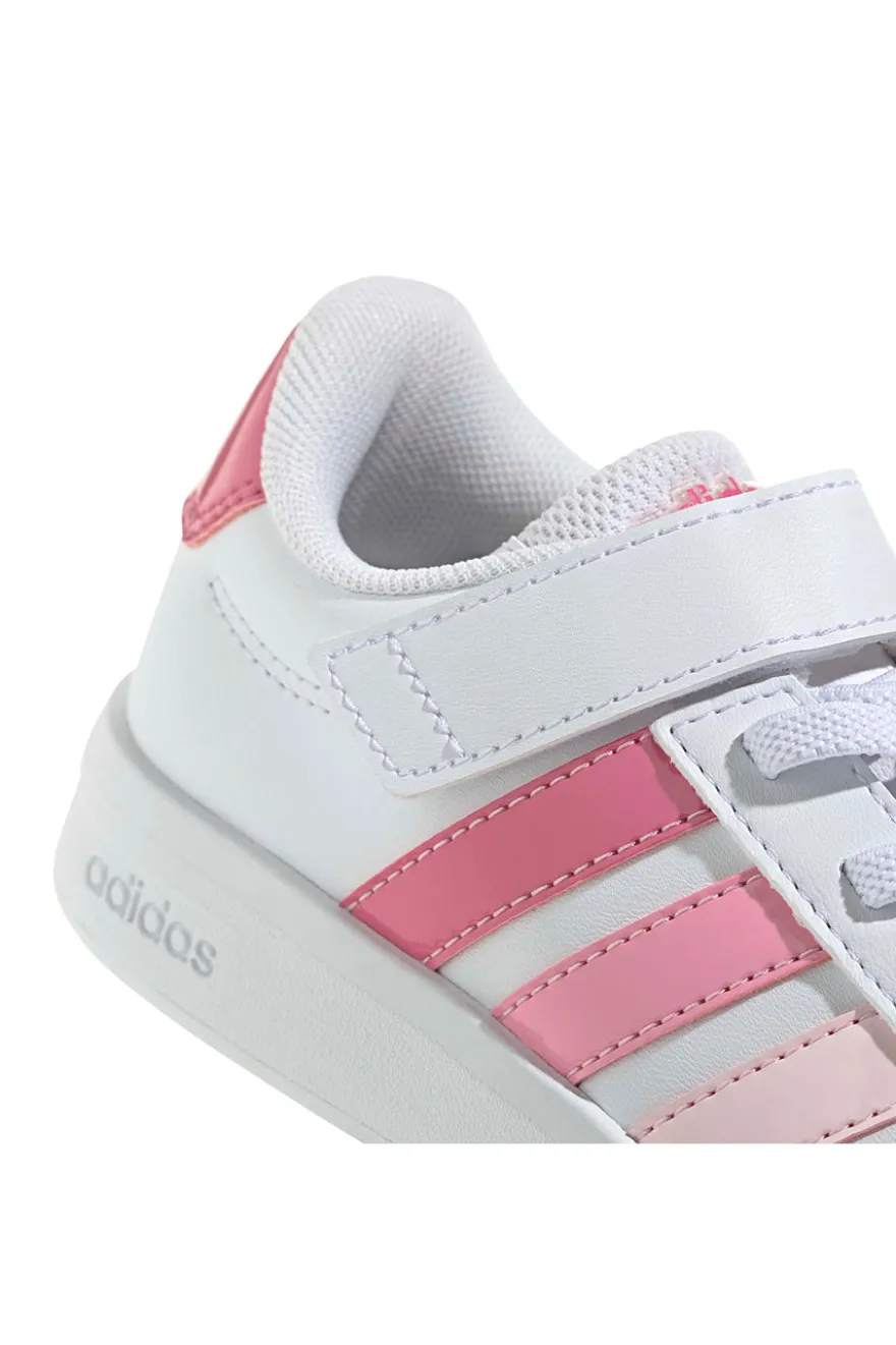 Sneakers bianche con dettagli rosa e chiusura a strappo Adidas Grand Court 3.0 El C