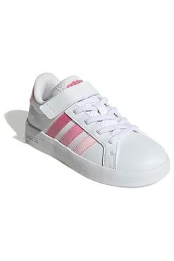 Sneakers bianche con dettagli rosa e chiusura a strappo Adidas Grand Court 3.0 El C