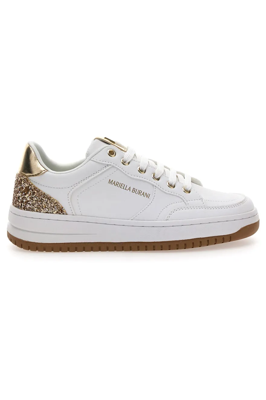 Sneakers bianche con dettagli oro glitterati Mariella Burani 51772C1170