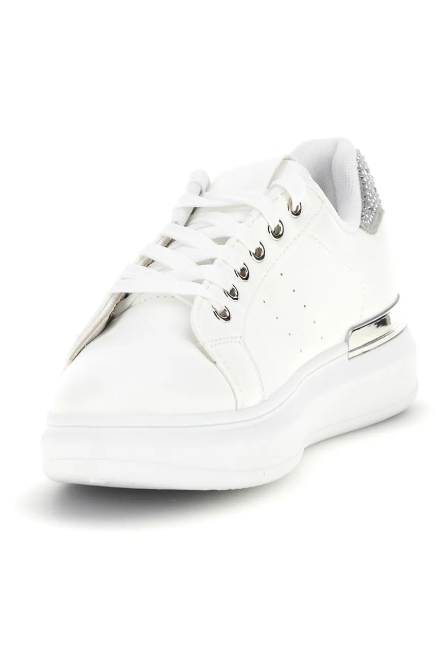Sneakers bianche con dettagli argento Cafè Cost 45JH07267