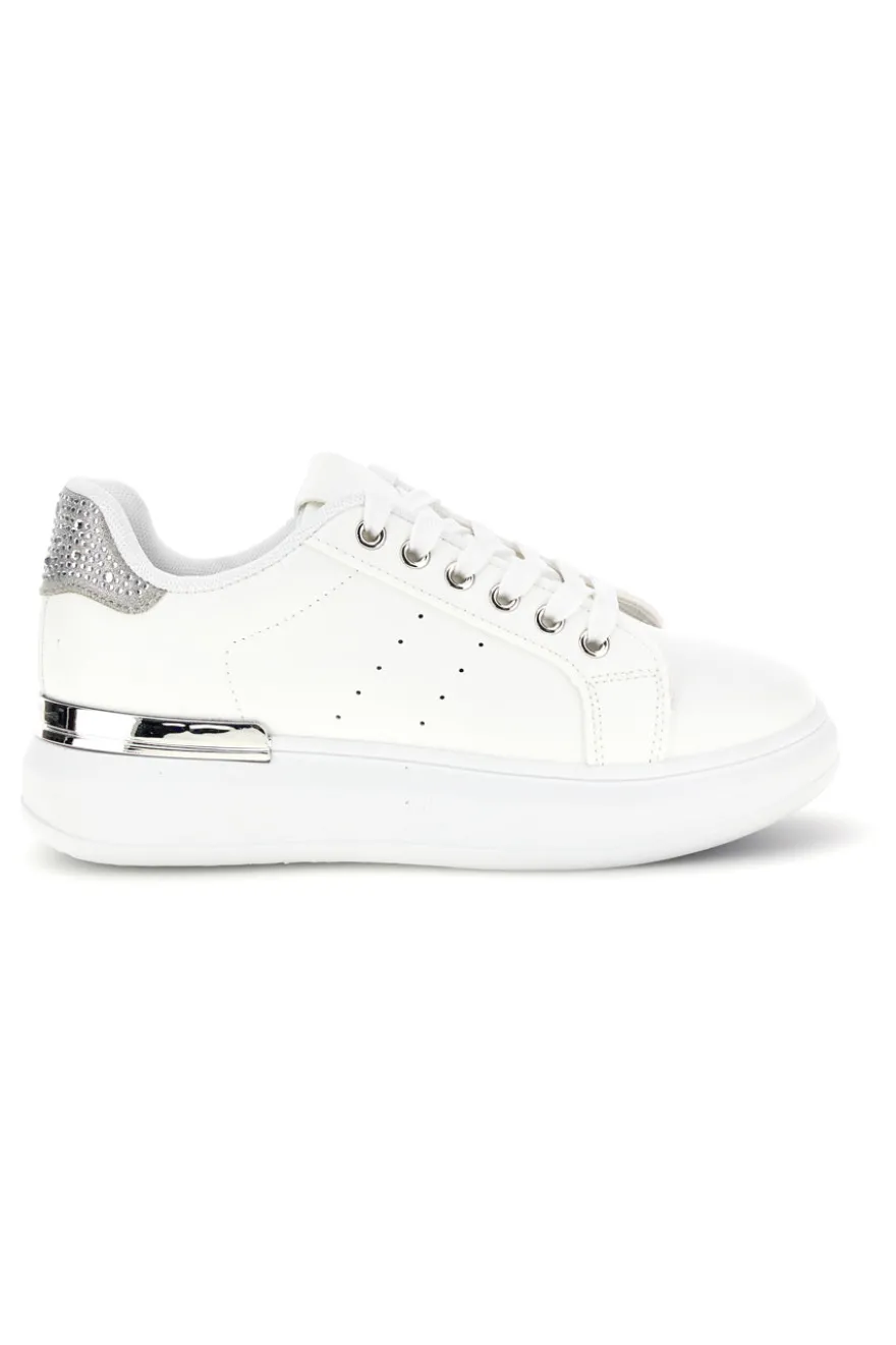Sneakers bianche con dettagli argento Cafè Cost 45JH07267