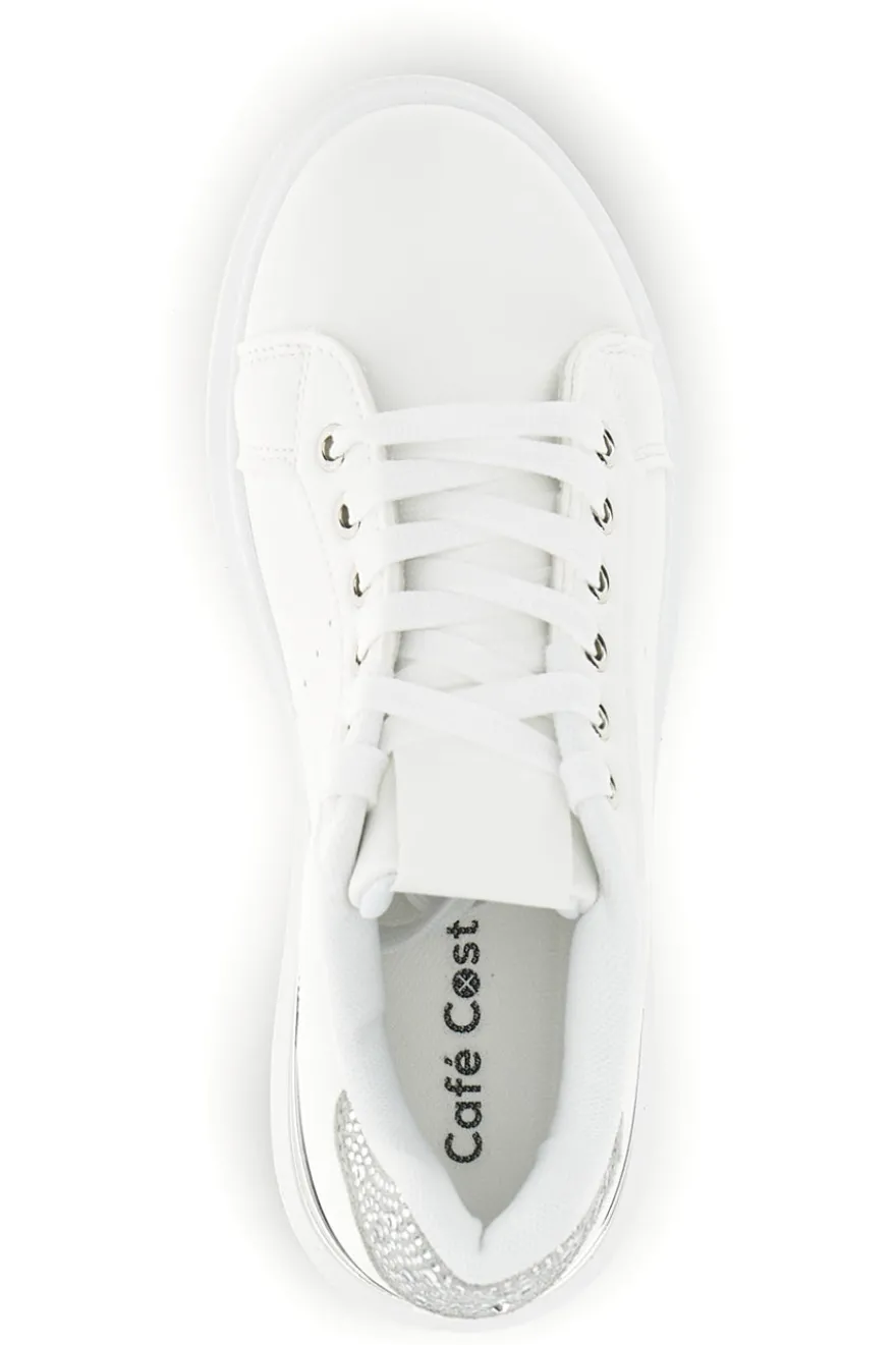 Sneakers bianche con dettagli argento Cafè Cost 45JH07267