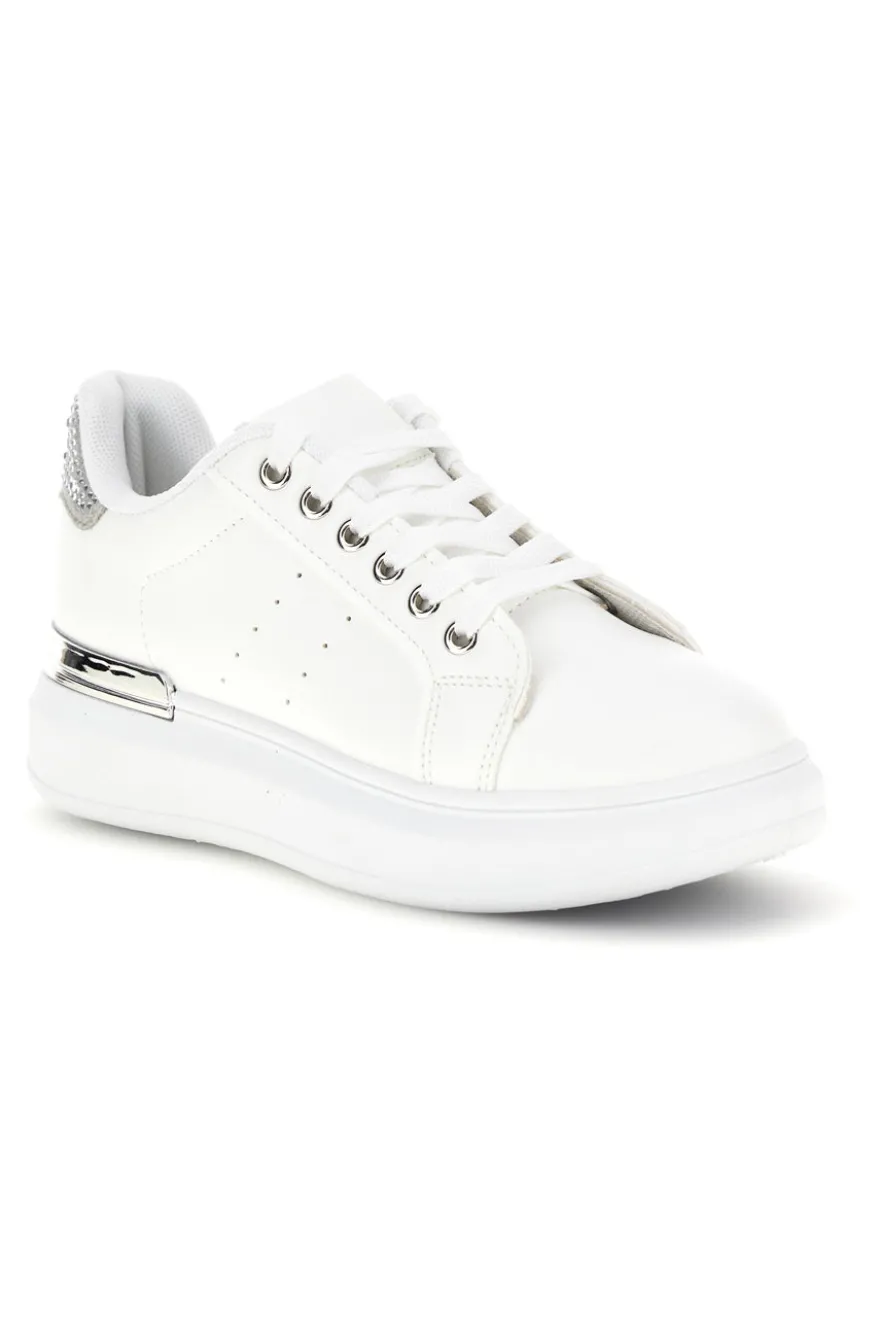 Sneakers bianche con dettagli argento Cafè Cost 45JH07267