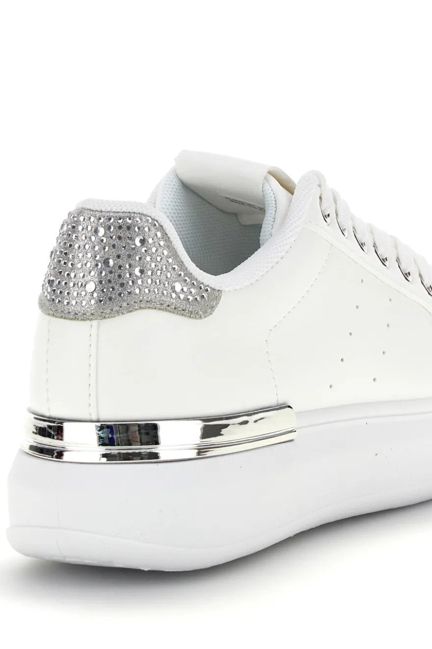Sneakers bianche con dettagli argento Cafè Cost 45JH07267