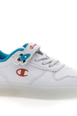 Sneakers bianche con dettagli azzurri e luci Champion GLW B TD