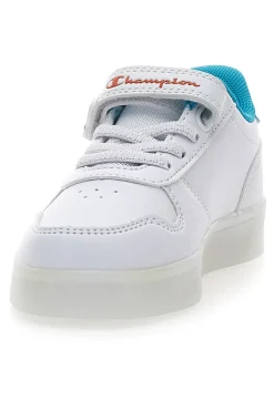 Sneakers bianche con dettagli azzurri e luci Champion GLW B TD