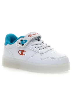 Sneakers bianche con dettagli azzurri e luci Champion GLW B TD