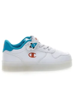 Sneakers bianche con dettagli azzurri e luci Champion GLW B TD