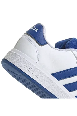 Sneakers bianche con dettagli blu e chiusura mista Adidas Grand Court 2 EL C