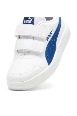 Sneakers bianche con dettagli blu e doppio strappo Puma Courtflex v3