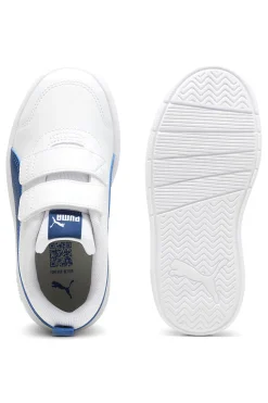 Sneakers bianche con dettagli blu e doppio strappo Puma Courtflex v3