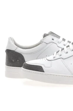 Sneakers Bianche con Dettagli Grigi in Pelle Made in Italy PTR 123