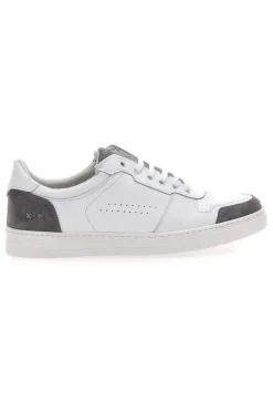 Sneakers Bianche con Dettagli Grigi in Pelle Made in Italy PTR 123