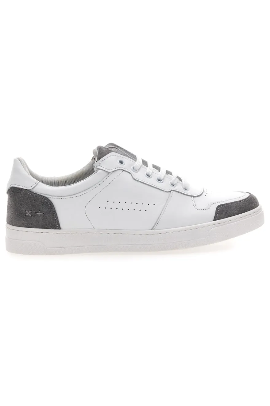 Sneakers Bianche con Dettagli Grigi in Pelle Made in Italy PTR 123