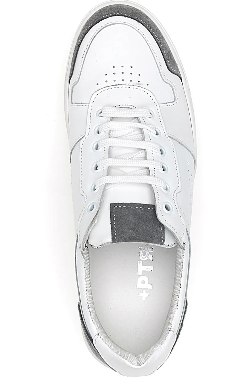 Sneakers Bianche con Dettagli Grigi in Pelle Made in Italy PTR 123