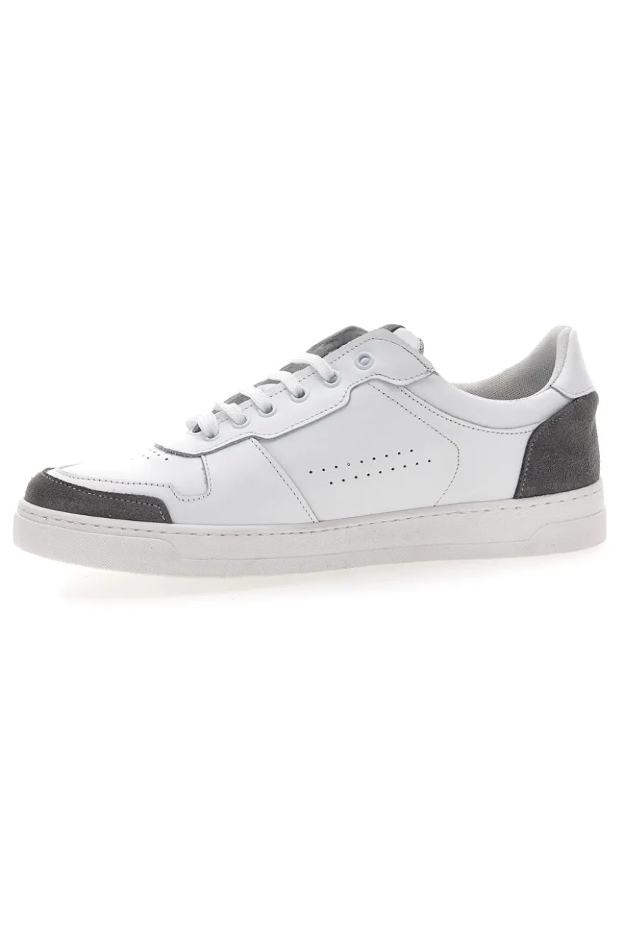 Sneakers Bianche con Dettagli Grigi in Pelle Made in Italy PTR 123