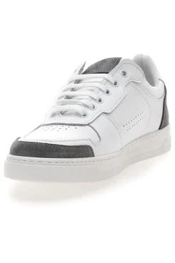 Sneakers Bianche con Dettagli Grigi in Pelle Made in Italy PTR 123