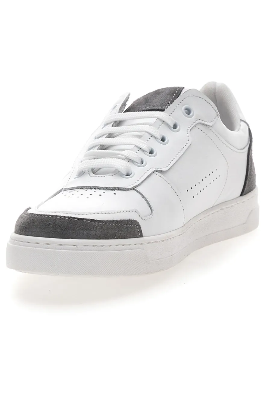 Sneakers Bianche con Dettagli Grigi in Pelle Made in Italy PTR 123