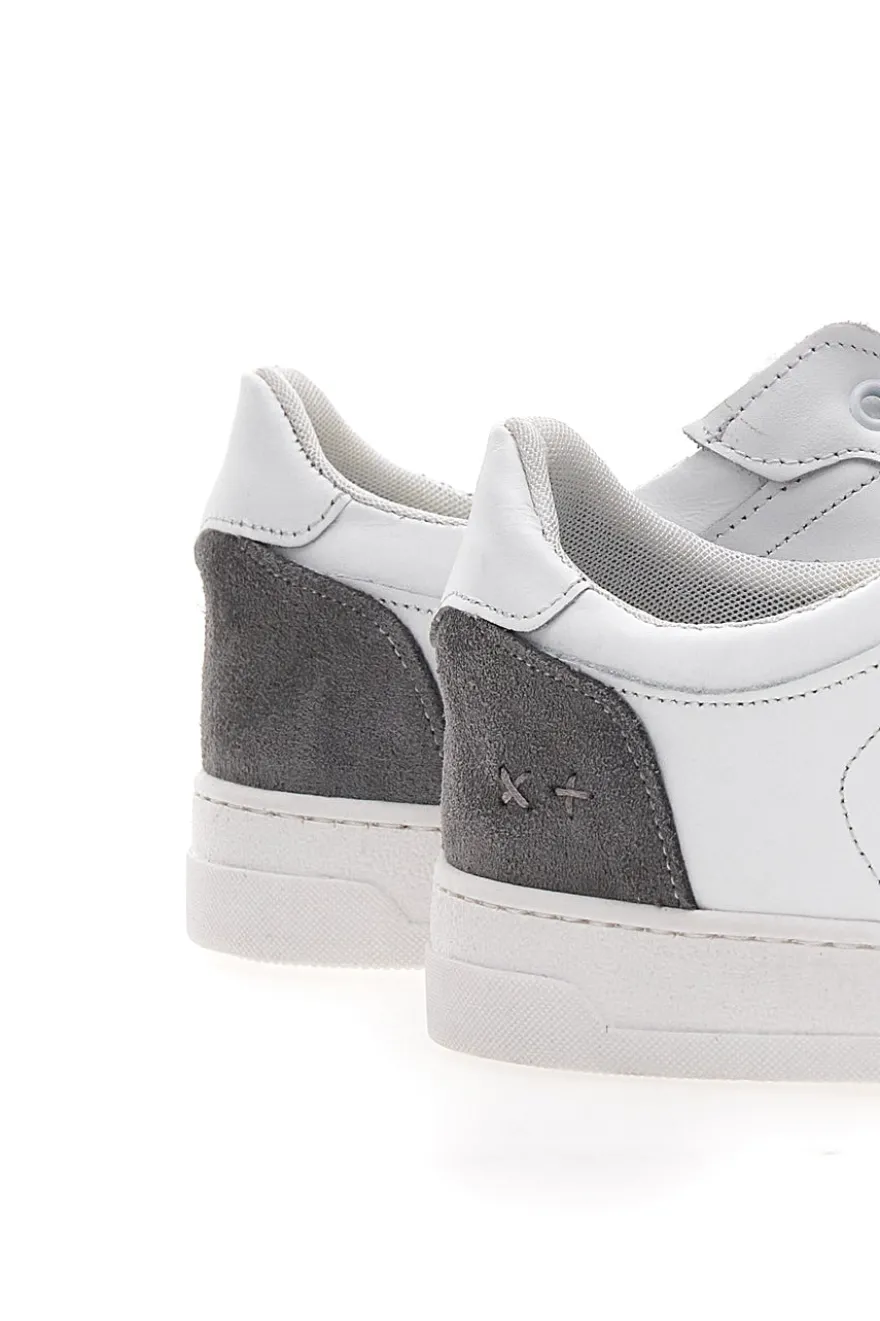 Sneakers Bianche con Dettagli Grigi in Pelle Made in Italy PTR 123