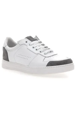 Sneakers Bianche con Dettagli Grigi in Pelle Made in Italy PTR 123