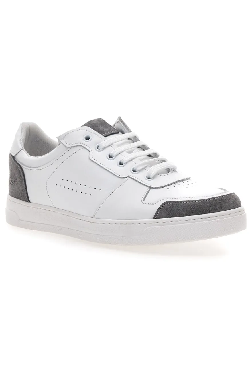 Sneakers Bianche con Dettagli Grigi in Pelle Made in Italy PTR 123