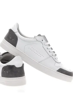 Sneakers Bianche con Dettagli Grigi in Pelle Made in Italy PTR 123