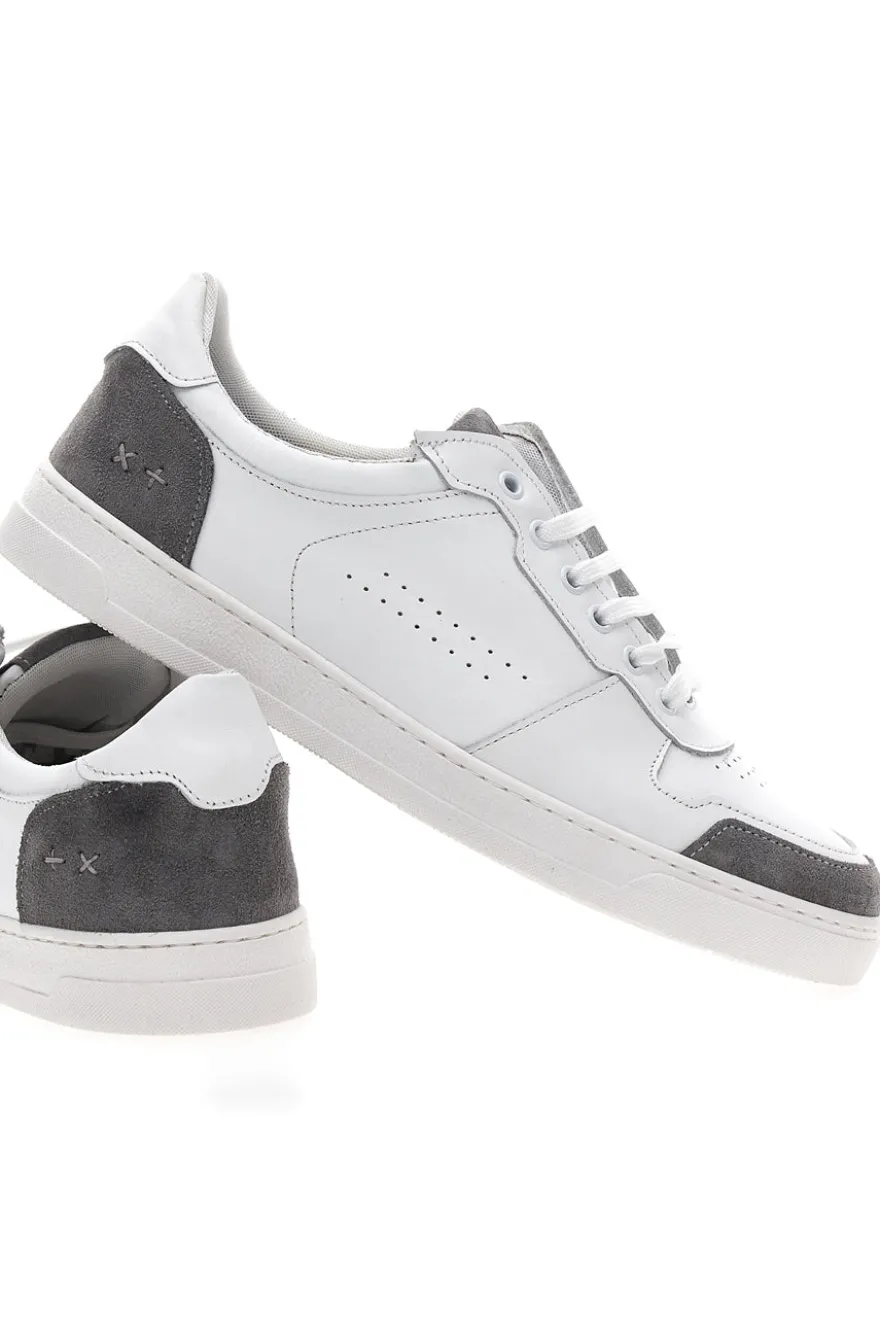 Sneakers Bianche con Dettagli Grigi in Pelle Made in Italy PTR 123