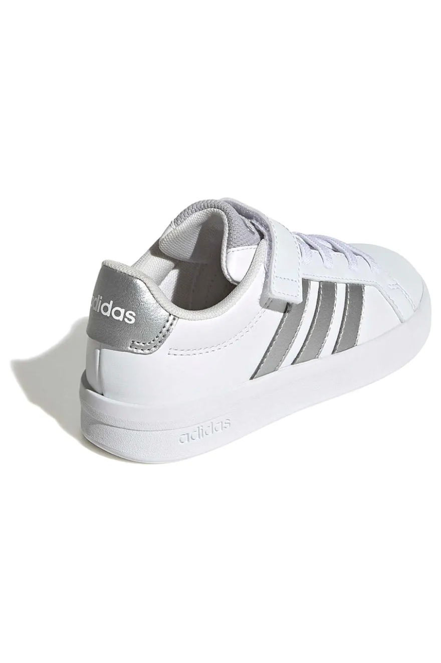 Sneakers bianche con dettagli metallizzati e chiusura a strappo Adidas GRAND COURT 3.0 EL C