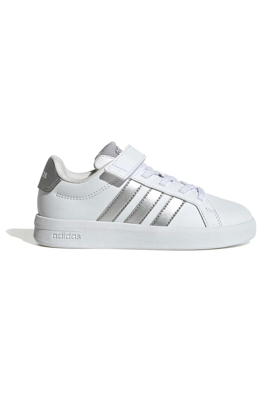 Sneakers bianche con dettagli metallizzati e chiusura a strappo Adidas GRAND COURT 3.0 EL C