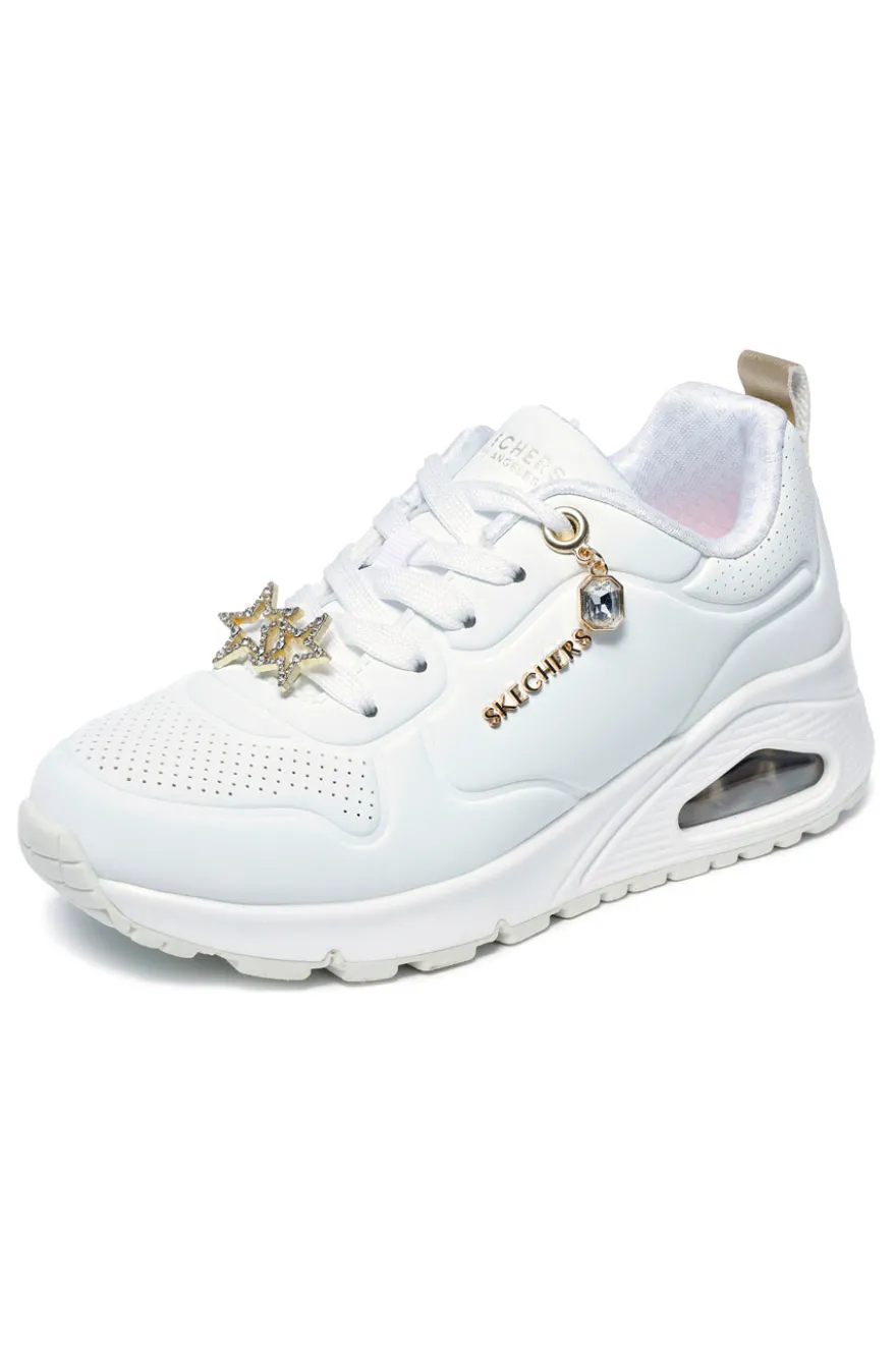 Sneakers bianche con dettagli gioiello Skechers UNO Gen1 TRENDY JEWELS ESS STREET GIRLS
