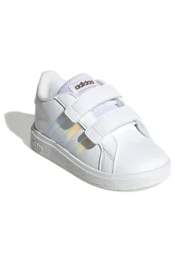 Sneakers bianche con dettagli iridescenti e doppio strappo Adidas Grand Court 2 CF I