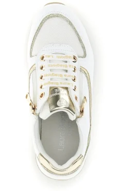 Sneakers bianche con dettagli dorati platform Laura Biagiotti 8481C9758
