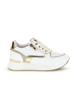 Sneakers bianche con dettagli dorati platform Laura Biagiotti 8481C9758