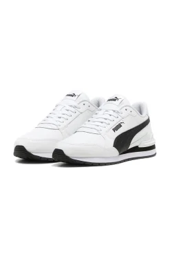 Sneakers bianche con dettagli neri e soletta SoftFoam+ Puma ST Runner v4 L Jr