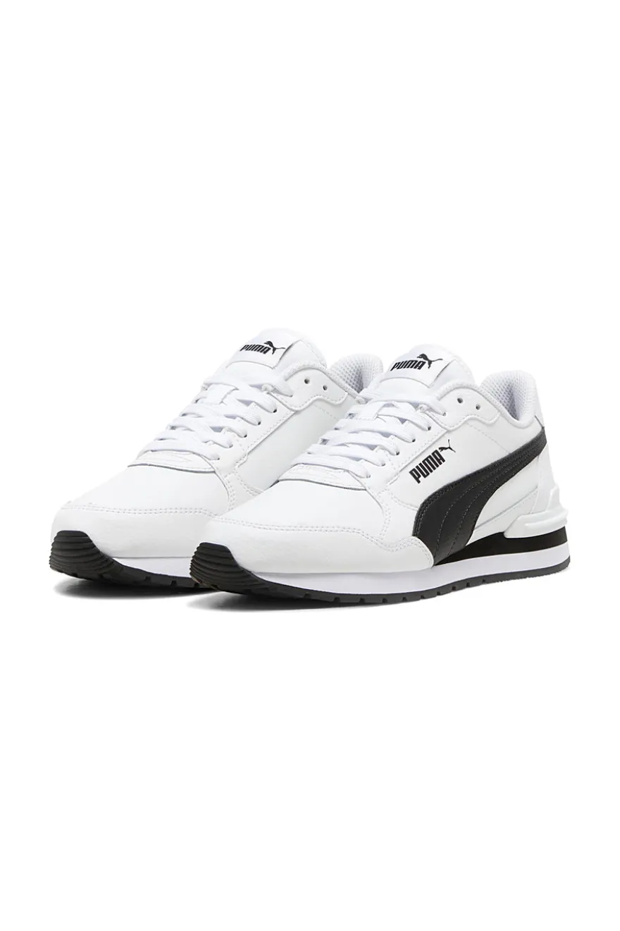 Sneakers bianche con dettagli neri e soletta SoftFoam+ Puma ST Runner v4 L Jr
