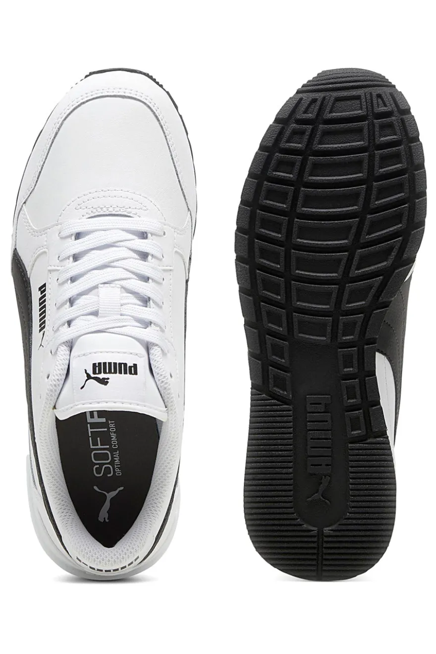 Sneakers bianche con dettagli neri e soletta SoftFoam+ Puma ST Runner v4 L Jr