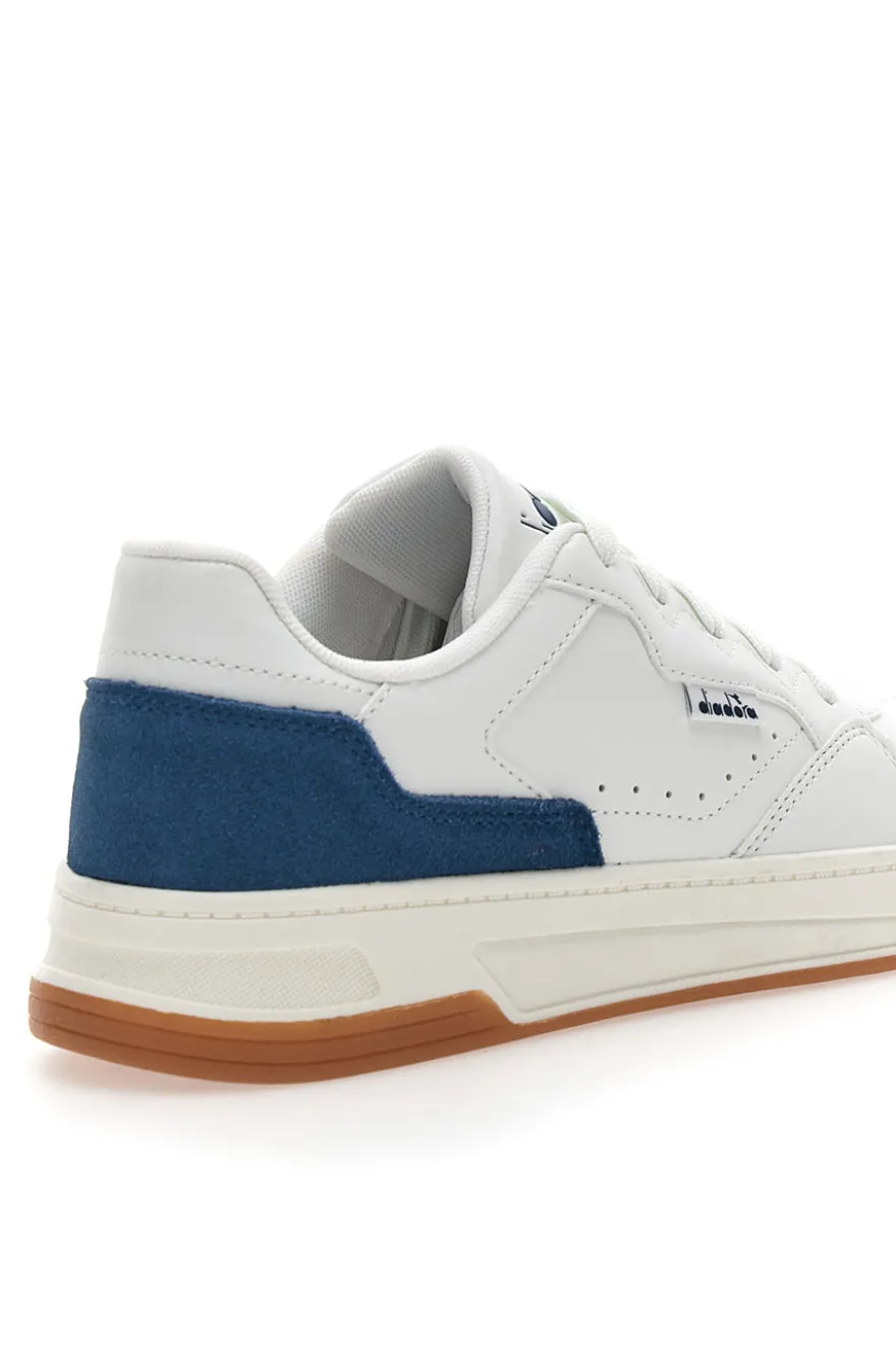 Sneakers Bianche con Dettaglio Posteriore Blu in Pelle DIADORA GINGER