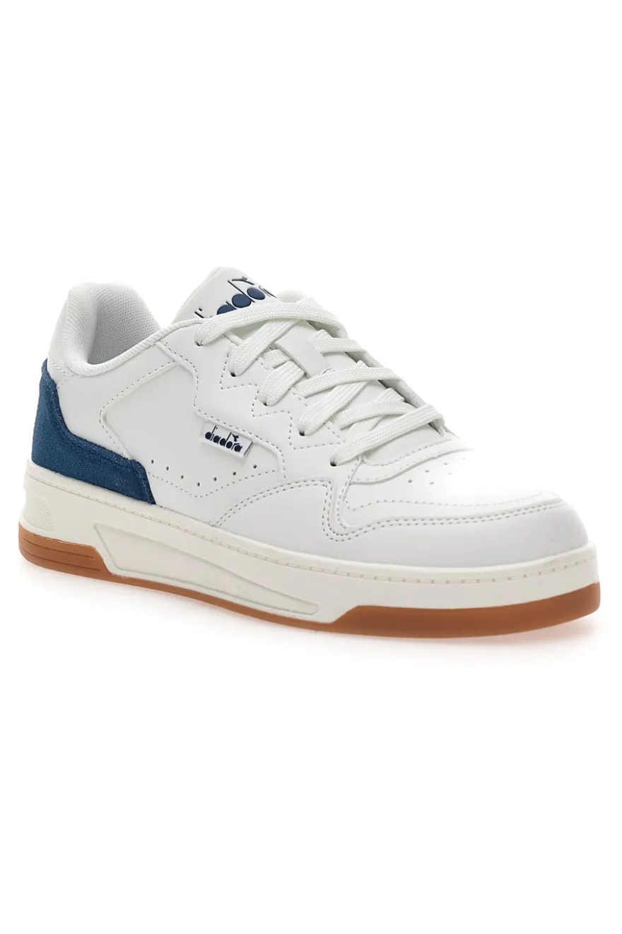 Sneakers Bianche con Dettaglio Posteriore Blu in Pelle DIADORA GINGER