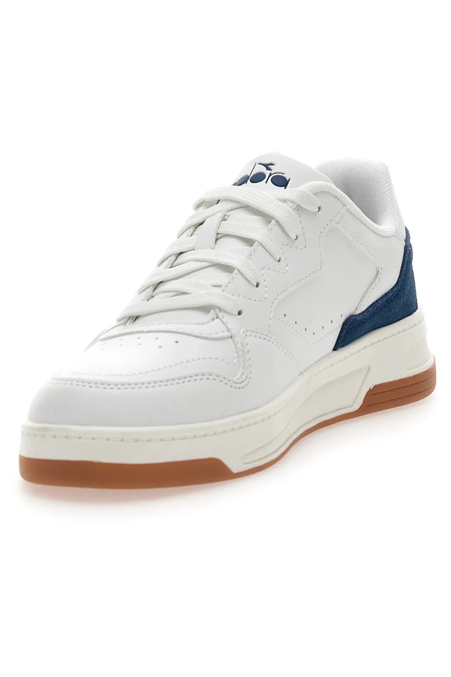Sneakers Bianche con Dettaglio Posteriore Blu in Pelle DIADORA GINGER