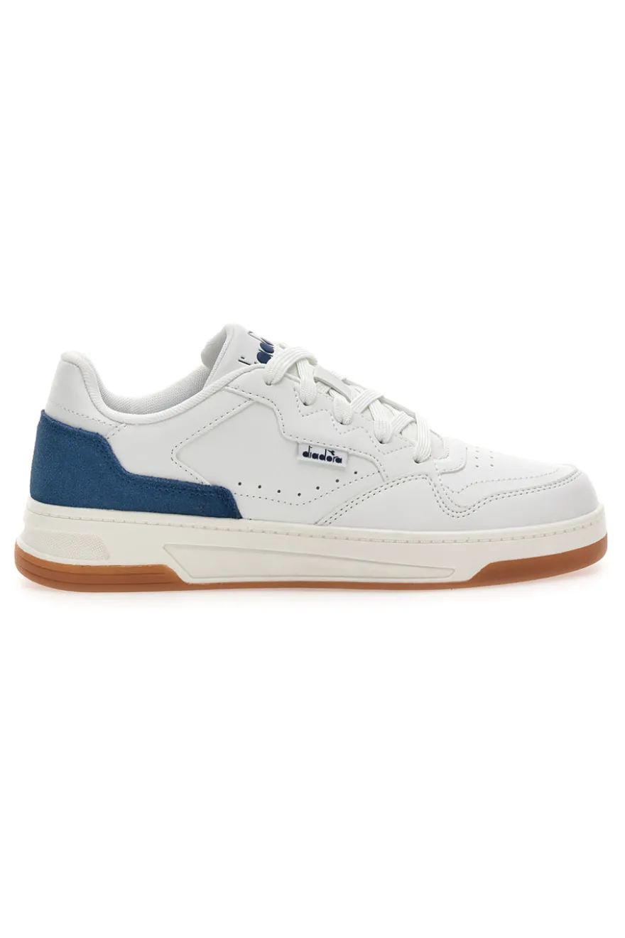 Sneakers Bianche con Dettaglio Posteriore Blu in Pelle DIADORA GINGER
