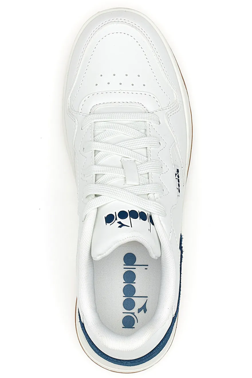 Sneakers Bianche con Dettaglio Posteriore Blu in Pelle DIADORA GINGER