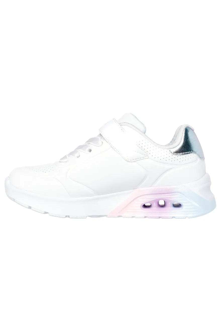 Sneakers bianche con dettagli metallici e chiusura adattiva Skechers Uno Lite 2.0 Vivid Metallic