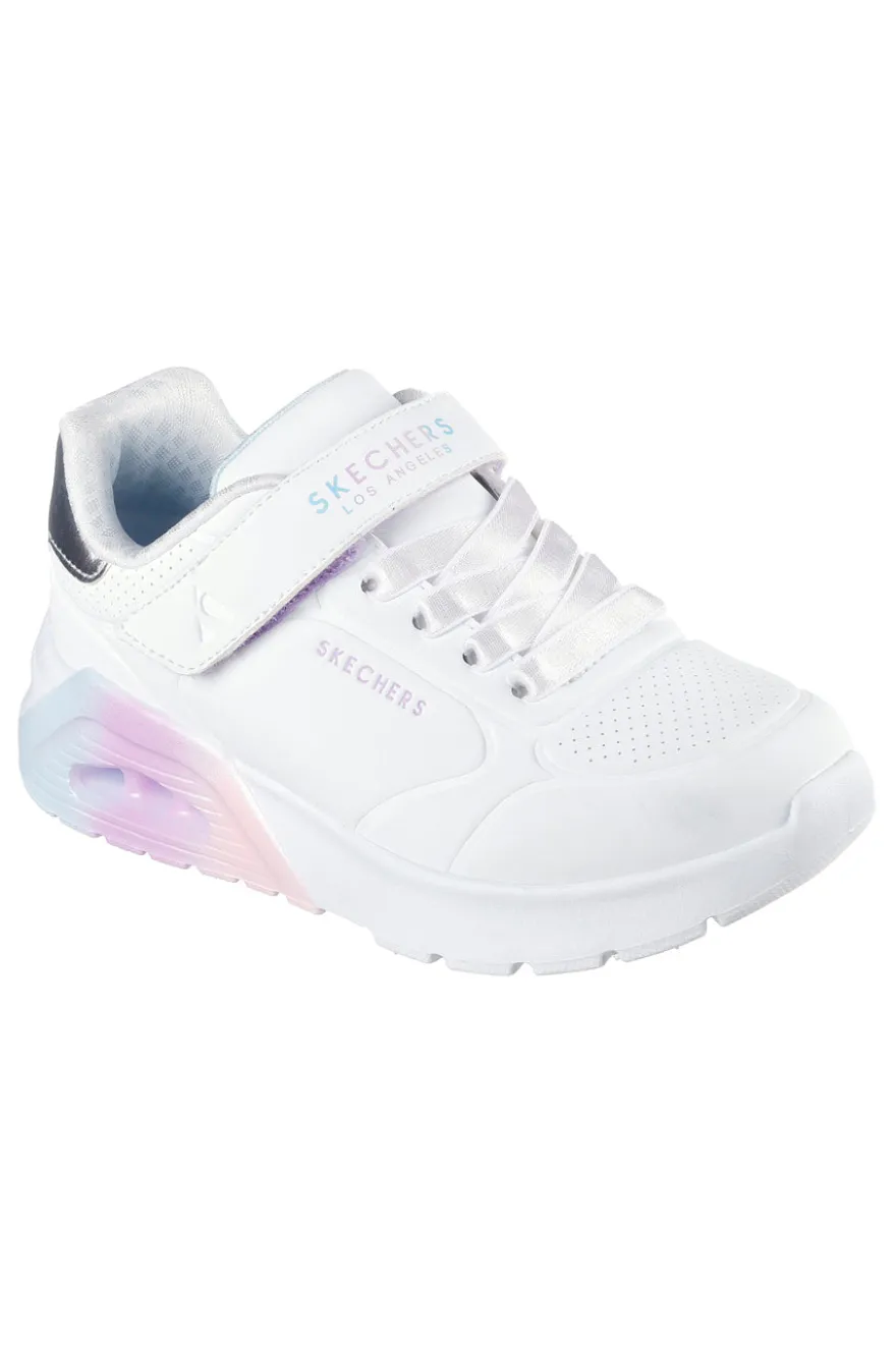Sneakers bianche con dettagli metallici e chiusura adattiva Skechers Uno Lite 2.0 Vivid Metallic