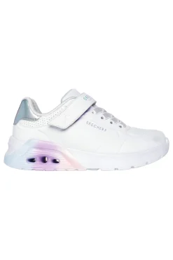 Sneakers bianche con dettagli metallici e chiusura adattiva Skechers Uno Lite 2.0 Vivid Metallic