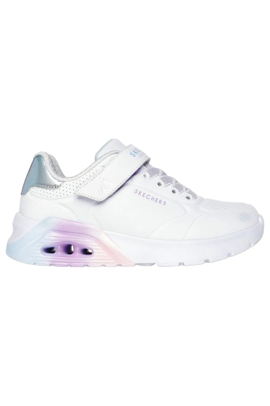 Sneakers bianche con dettagli metallici e chiusura adattiva Skechers Uno Lite 2.0 Vivid Metallic