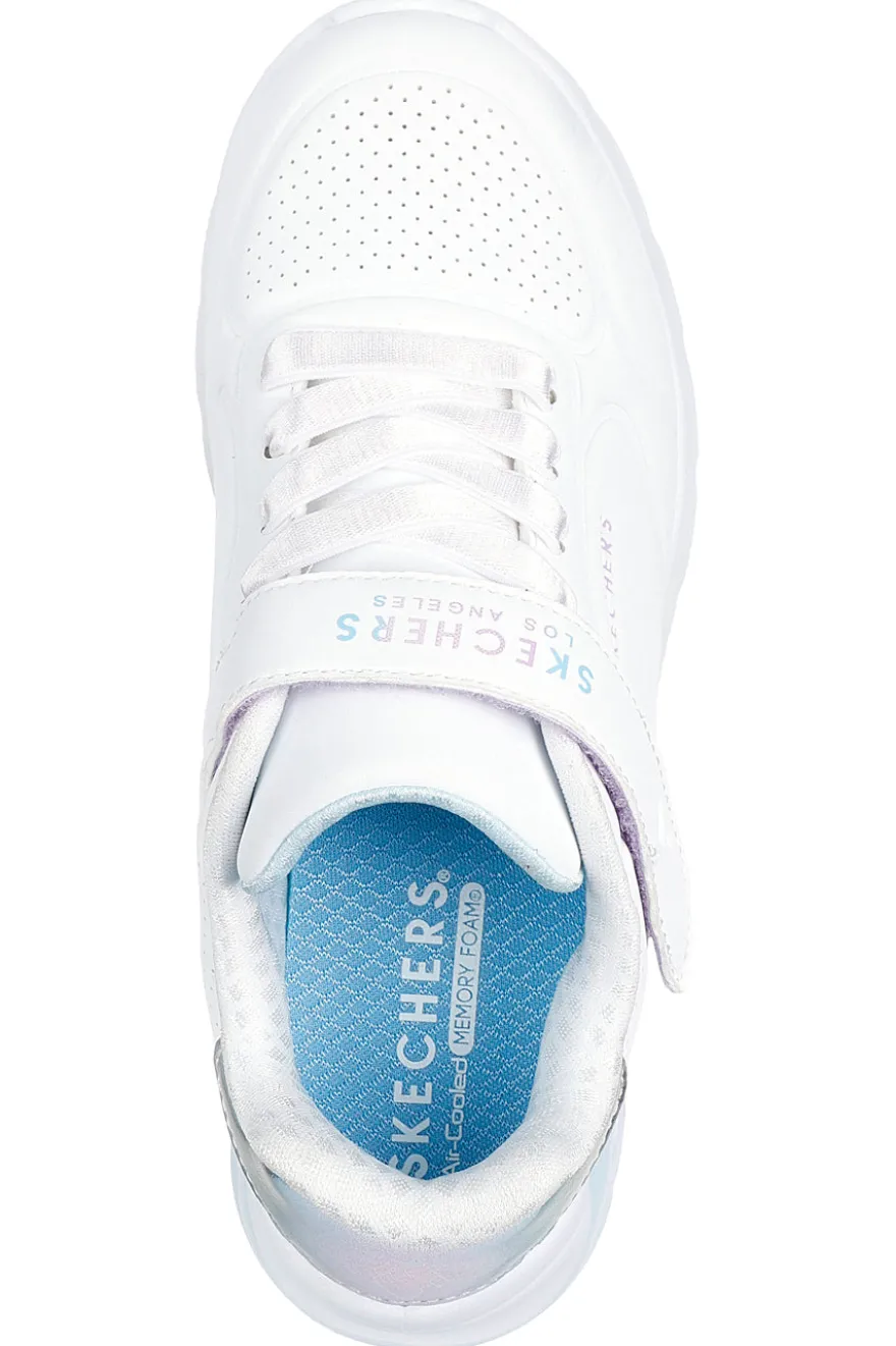 Sneakers bianche con dettagli metallici e chiusura adattiva Skechers Uno Lite 2.0 Vivid Metallic