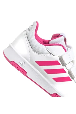 Sneakers bianche con dettagli fucsia e doppio strappo Adidas Tensaur Sport 2 CF K