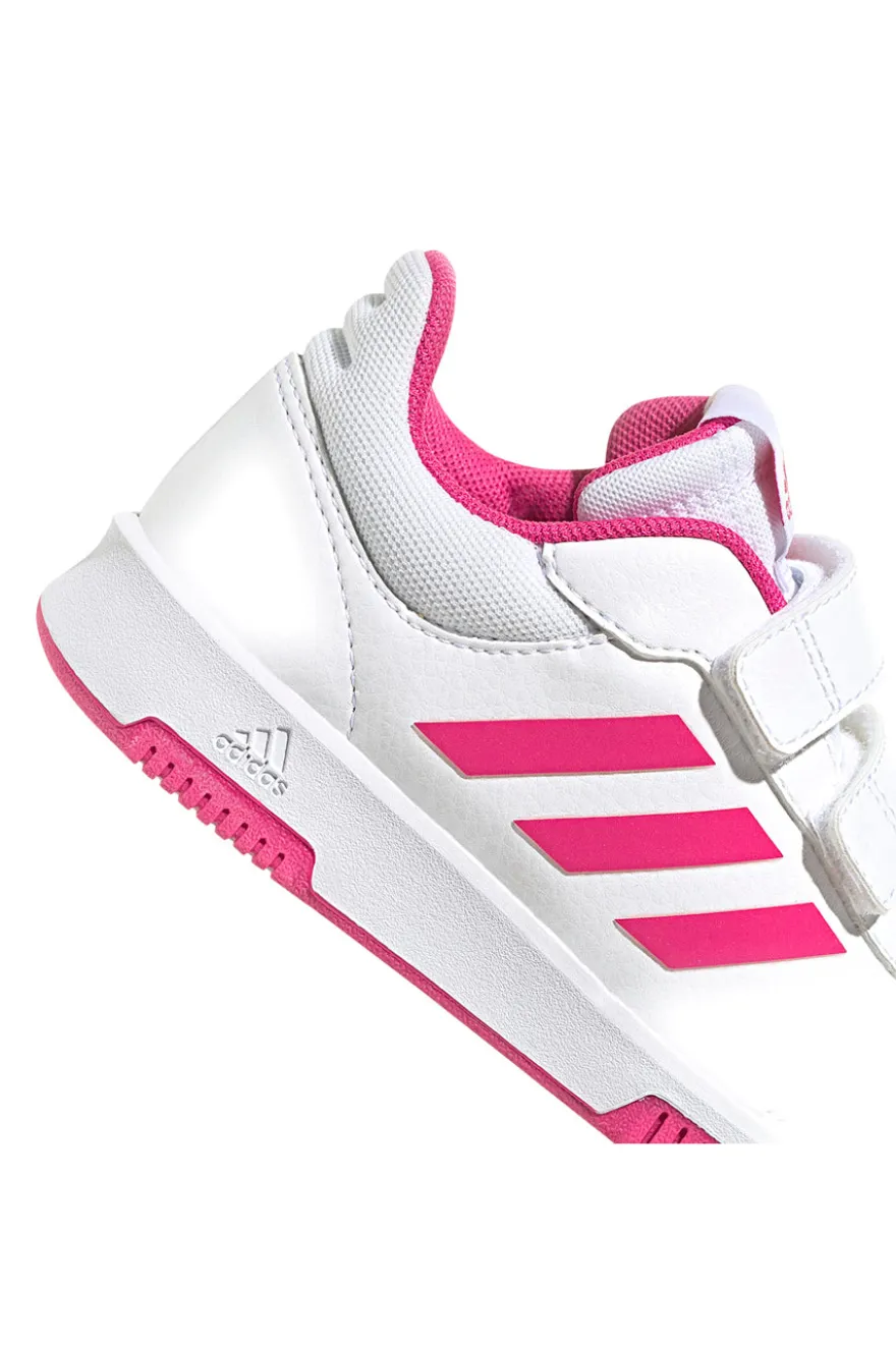 Sneakers bianche con dettagli fucsia e doppio strappo Adidas Tensaur Sport 2 CF K