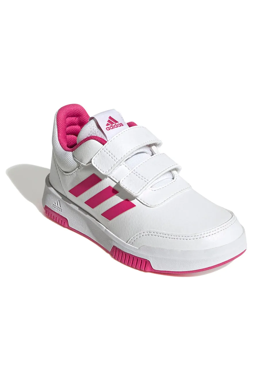 Sneakers bianche con dettagli fucsia e doppio strappo Adidas Tensaur Sport 2 CF K