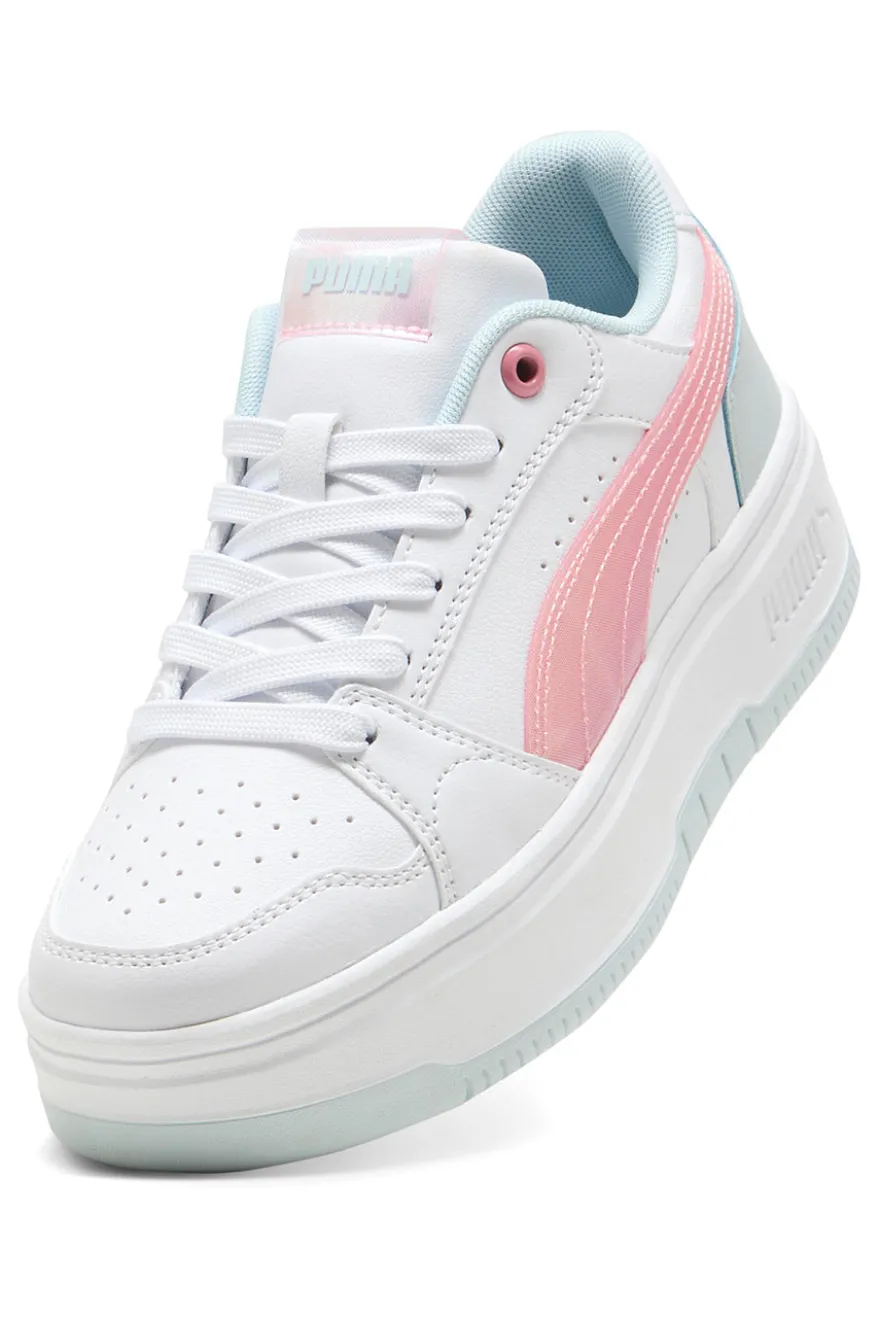 Sneakers bianche con dettagli rosa e azzurri platform Puma Rebound Femme Space Belle Jr